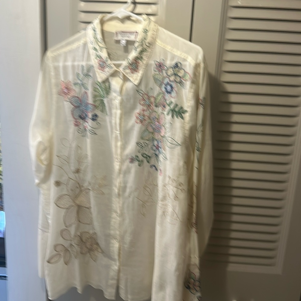 Johnny Was Button Down Shirt With Embroidery All Over.  Never Worn.